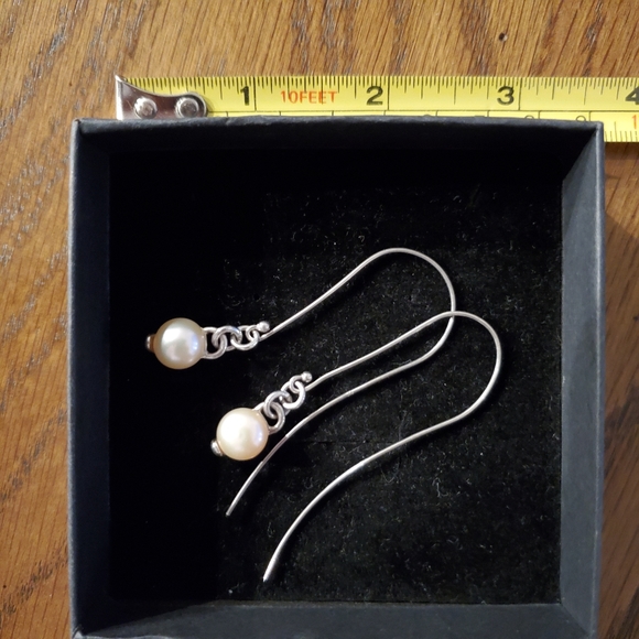 Silver 925 drop pearl earrings - Picture 2 of 8